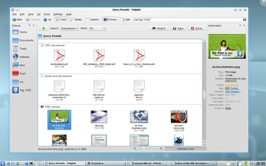 Desktop Search integrated in KDE's Dolphin File Manager
