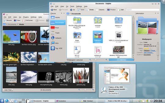 El espacio de trabajo del escritorio Plasma de KDE