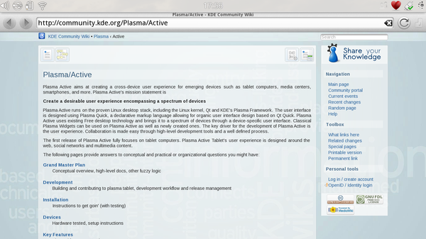Plasma Active's touch-friendly web browser