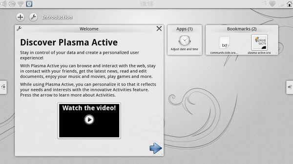 Plasma Active's Welcome Activity